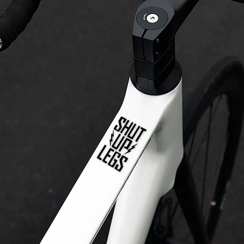 2PCS SHUT UP LEGS Sticker Cycling Quote Vinyl Decal Mountain Bike Helmet Waterproof Outdoor Sports Decor