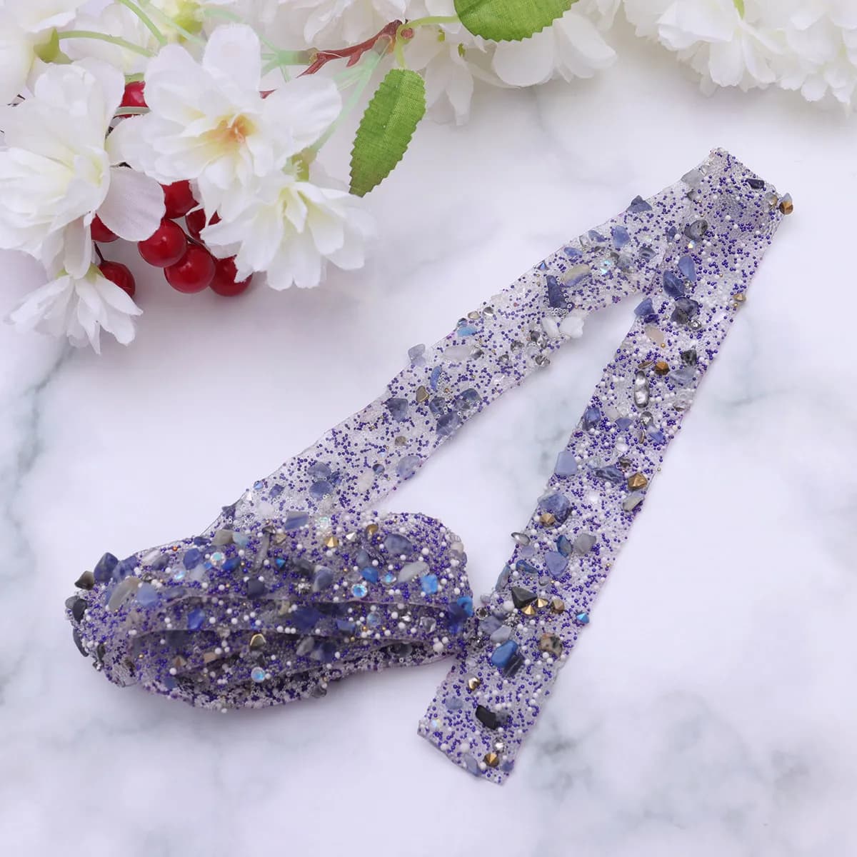 Applicazione di Strass Viola, Larghezza 1 Metro, 2 Cm, Decorazione Scintillante per Abiti da Sposa, Costumi, Cappelli, Borse, Scarpe, Giarrettiere