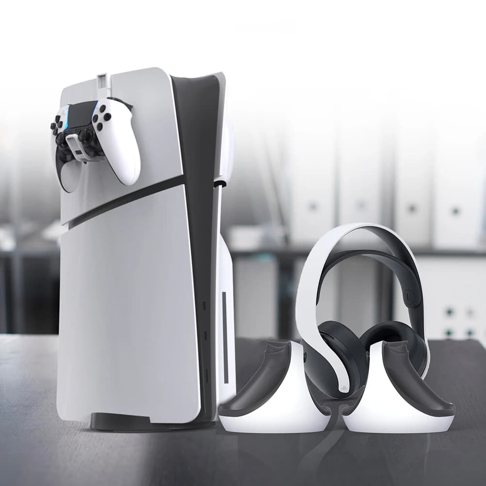 Supporto per cuffie da gaming salvaspazio con gancio per controller, supporto stabile per console / Slim