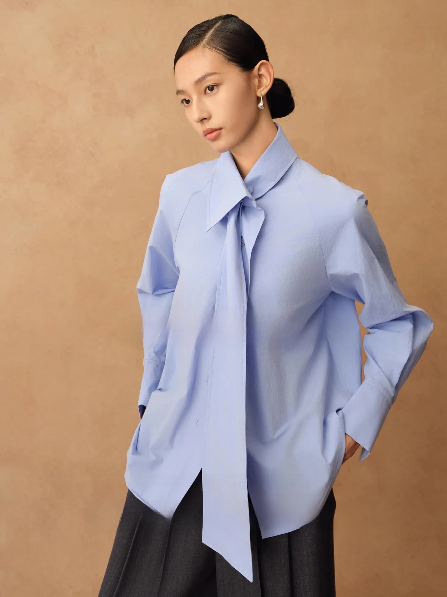 Silk Acetate Blouse Design Sensation Simple Layering Inner Wear Commute Style Women's Short Sleeve Flip Collar Regular Length