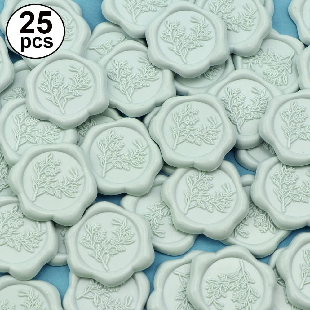 25 adesivi per timbri con sigillo di cera verde menta - Adesivi con sigillo per buste per invito a nozze con eucalipto, adesivi autoadesivi perfetti