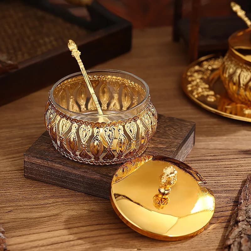 Barattolo per Spezie in Metallo e Vetro di Lusso, Contenitore Creativo per Condimenti da Cucina, Set di Barattoli per Spezie, Utensili Creativi per la Conservazione degli Aromi