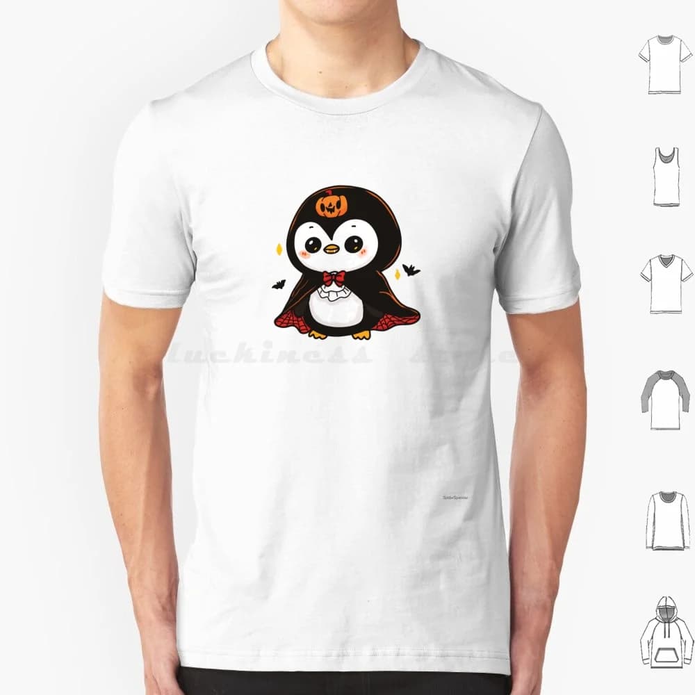 Simpatico pinguino di Halloween Dracula T Shirt in cotone uomo donna stampa fai da te simpatico pinguino Dracula Halloween autunno