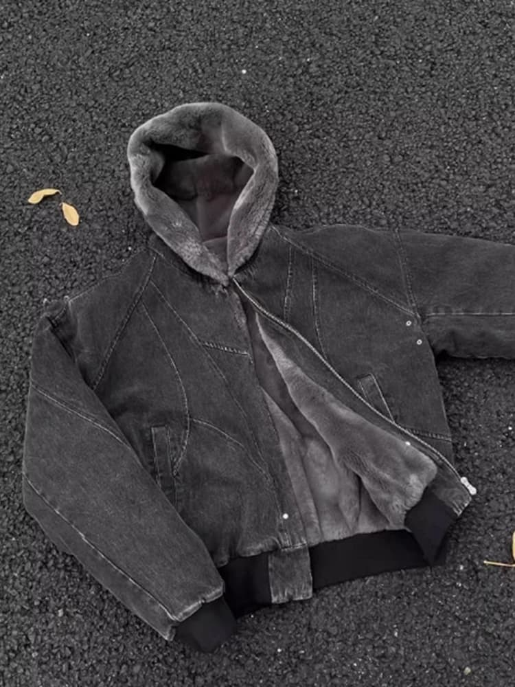 Giacca Invernale da Uomo in Cotone Foderata in Pile con Cappuccio, Stile Cleanfit, Corta con Chiusura a Zip
