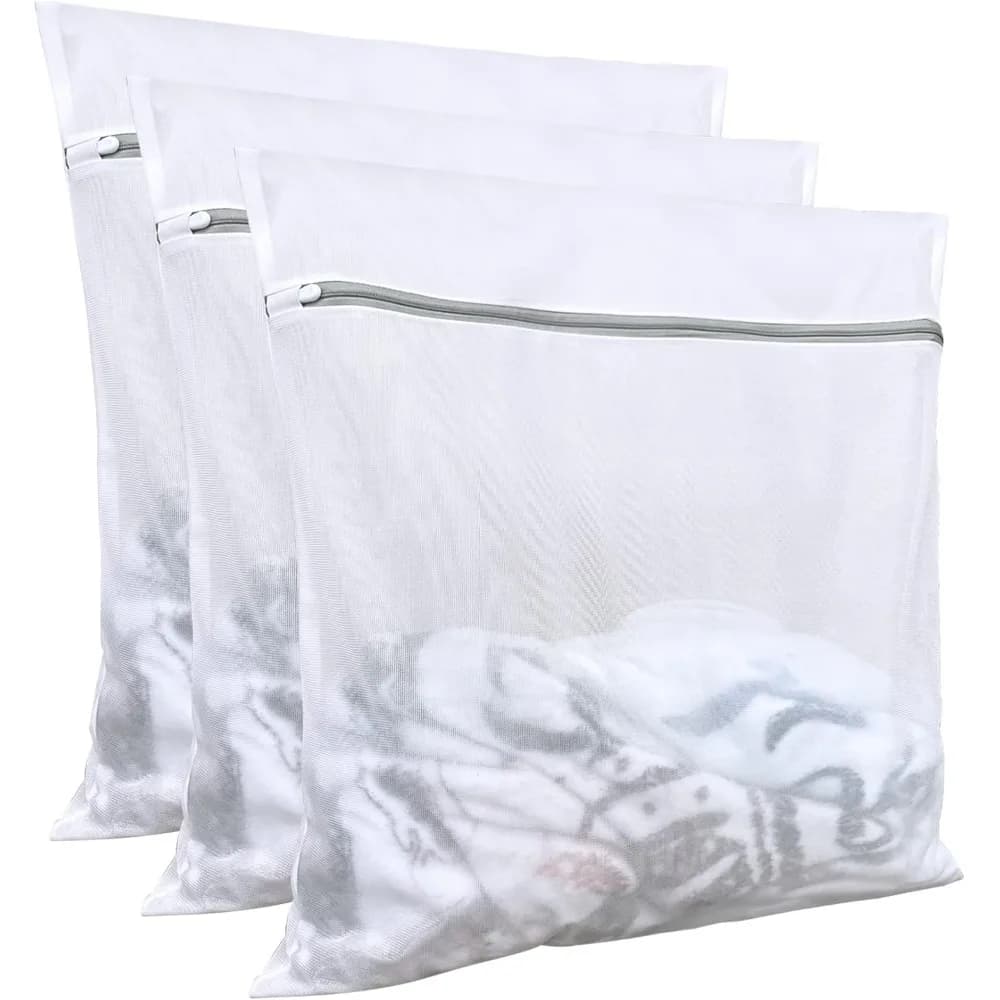 Large Mesh Laundry Bags for Delicates 3-Pack Extra Big 24x24 Inch Washing Machine Bags for Bras Lingerie Socks Sweaters and Delicate Clothing Wash Bags with Zipper Secure Closure Gentle Cycle Laundry Protector Bags Set