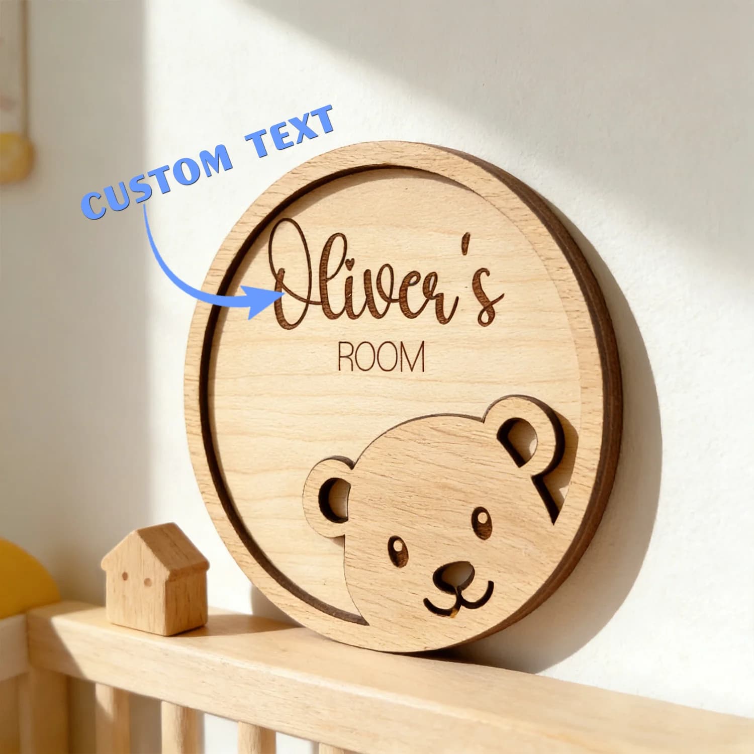 1 Pezzo Placca Decorativa in Legno a Doppio Strato, Forma di Orsacchiotto, Decorazione da Parete per Cameretta, Regalo Esclusivo Personalizzato