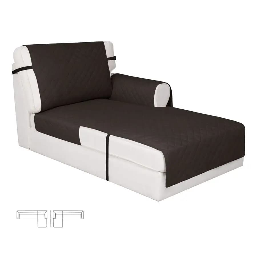 Reversible Cover for Chaise Longue, Water Resistant, for L Sofa with Adjustable Straps
