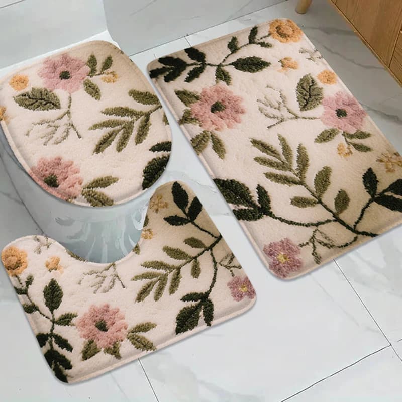 Tappetino antiscivolo per bagno con motivo floreale estivo, tappetino per porta d'ingresso, tappeto piccolo per doccia, tappetino per WC che assorbe l'acqua