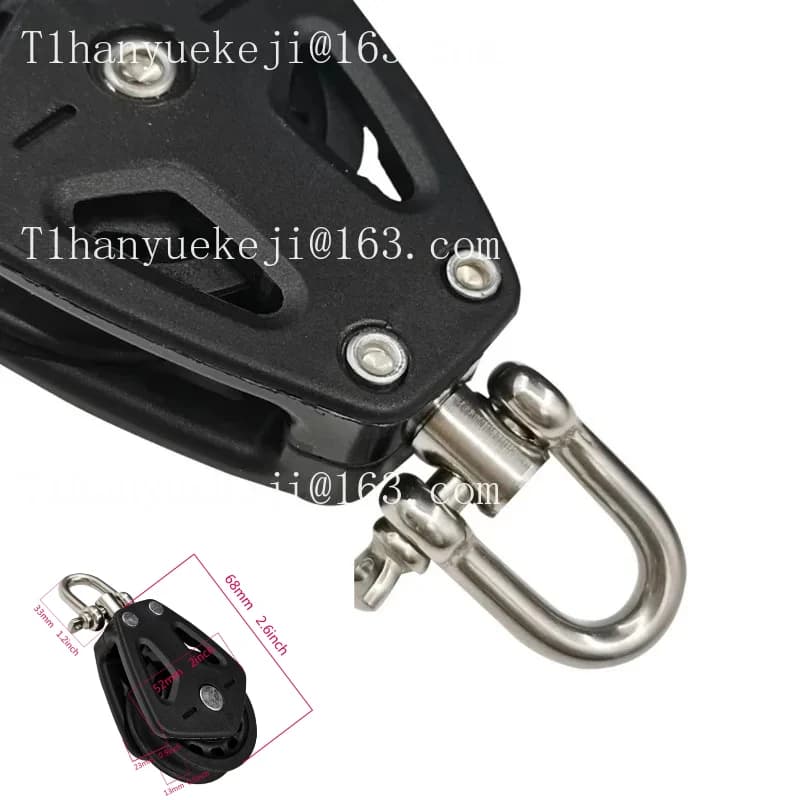 new model Boat Kayak Black Nylon Rope Pulley Light Slide Marine Hardware Accessories