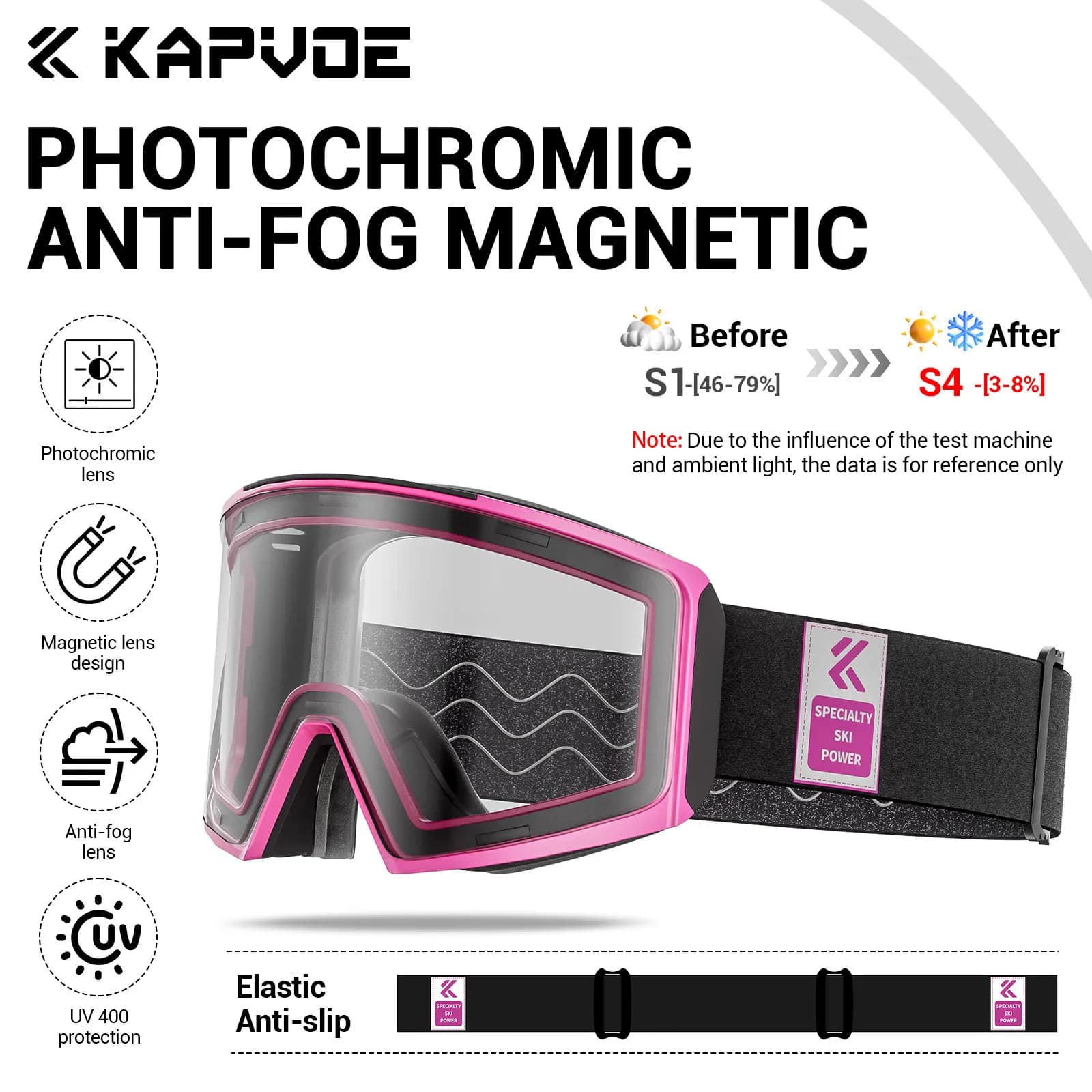 KAPVOE Fotocromatiche Uomo Donna Sport all'aria aperta Occhiali da sci Anti-fog Snowboard Occhiali da motoslitta UV400 Teen Charistmas Ciclismo