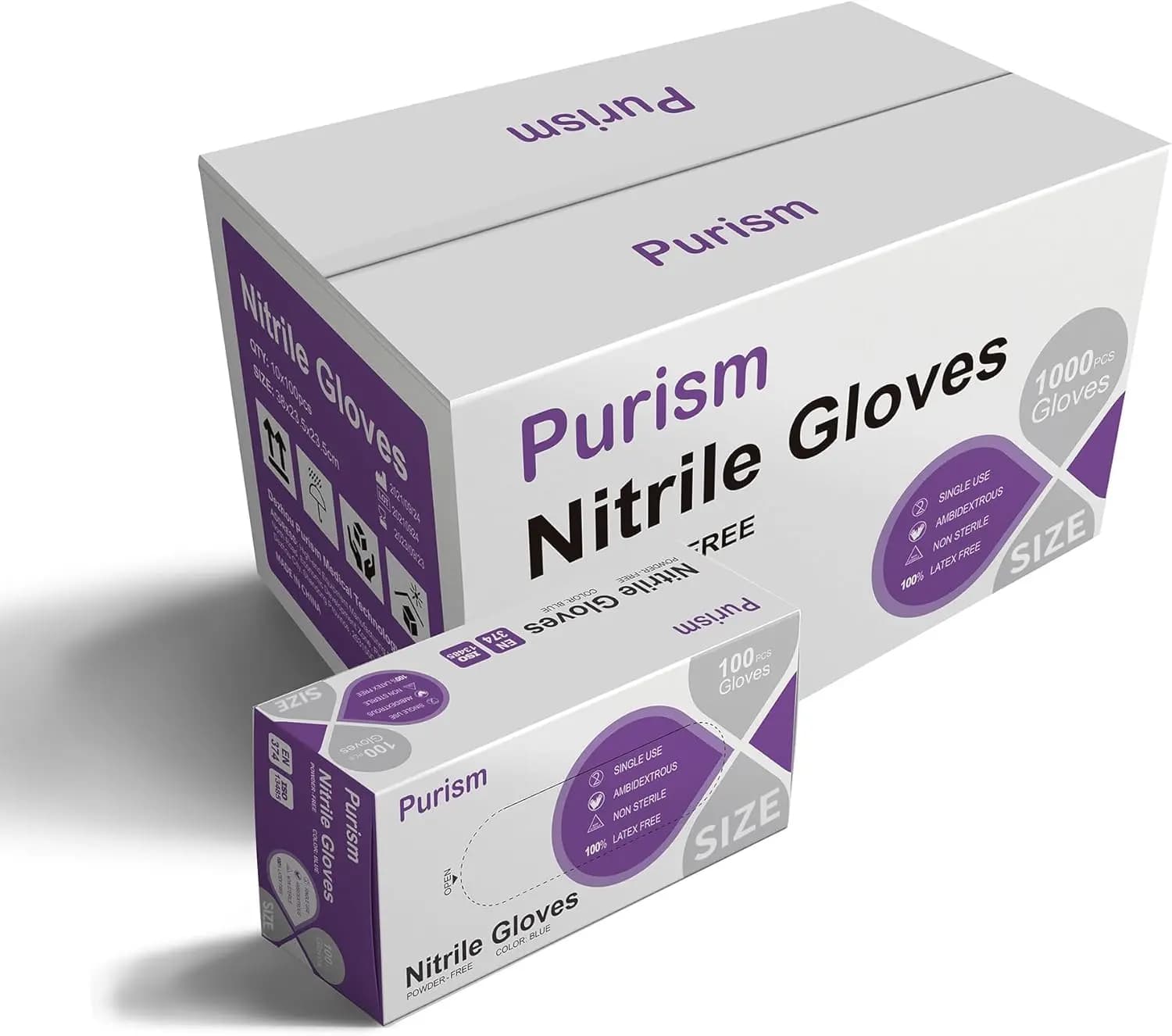 Guanti in Nitrile Monouso 100 Pezzi Blu, Senza Lattice e Senza Polvere per Pulizie e Preparazione Alimenti