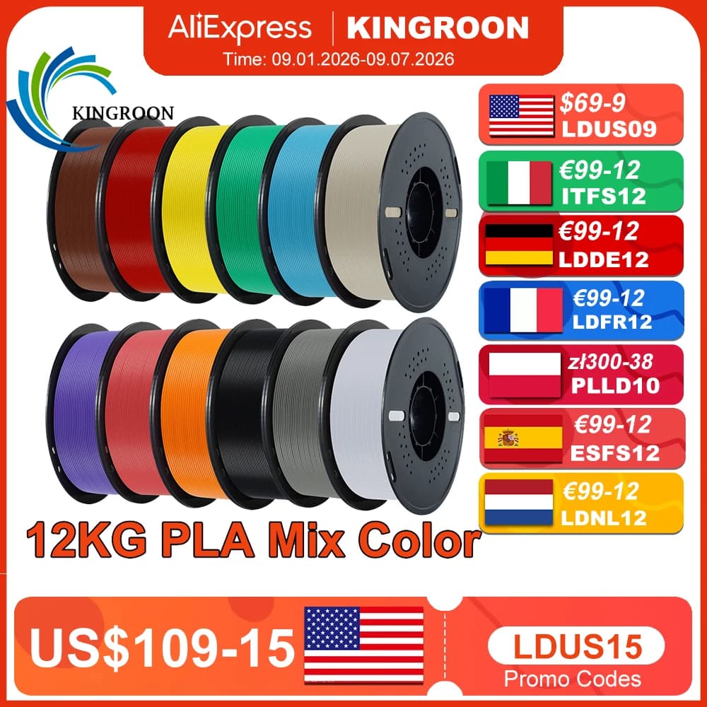 Multicolor PLA 10 kg/22 lbs 1 kg/rotole 1,75 mm for 3D printing material 3D Filament 3D printer Free shipping