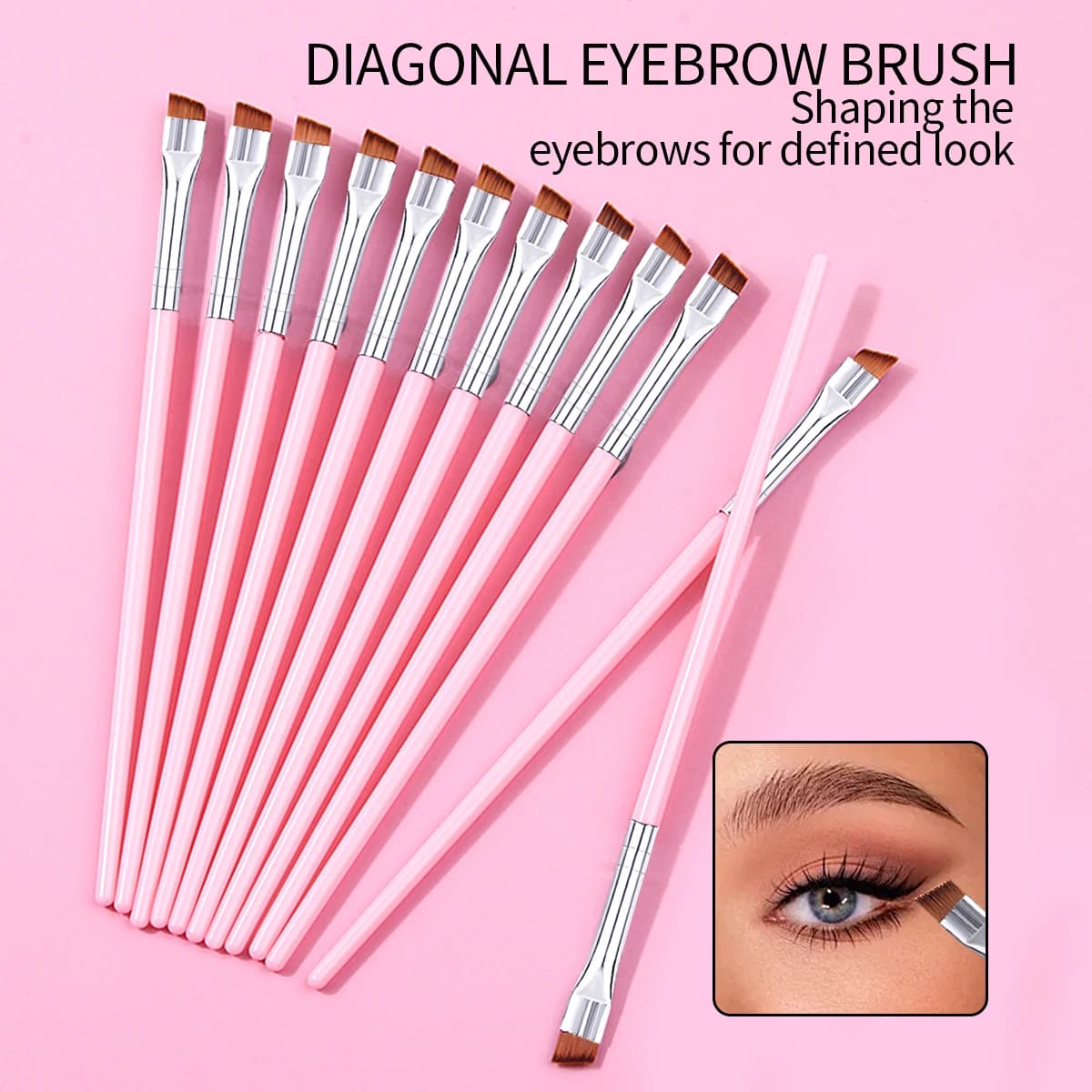 Eyeliner Brush with 12-piece ultra-thin blade, multifunctional slim dorm brush eyebrow brush flat eyebrow brush oblique eyebrow cream brush
