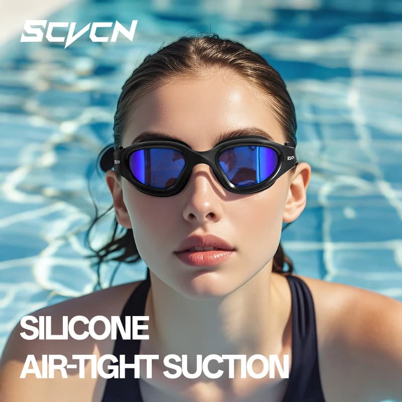 Scvcn Men's waterproof polarized swimming glasses UV anti-fog protection Adjustable swim glasses Professional women's glasses