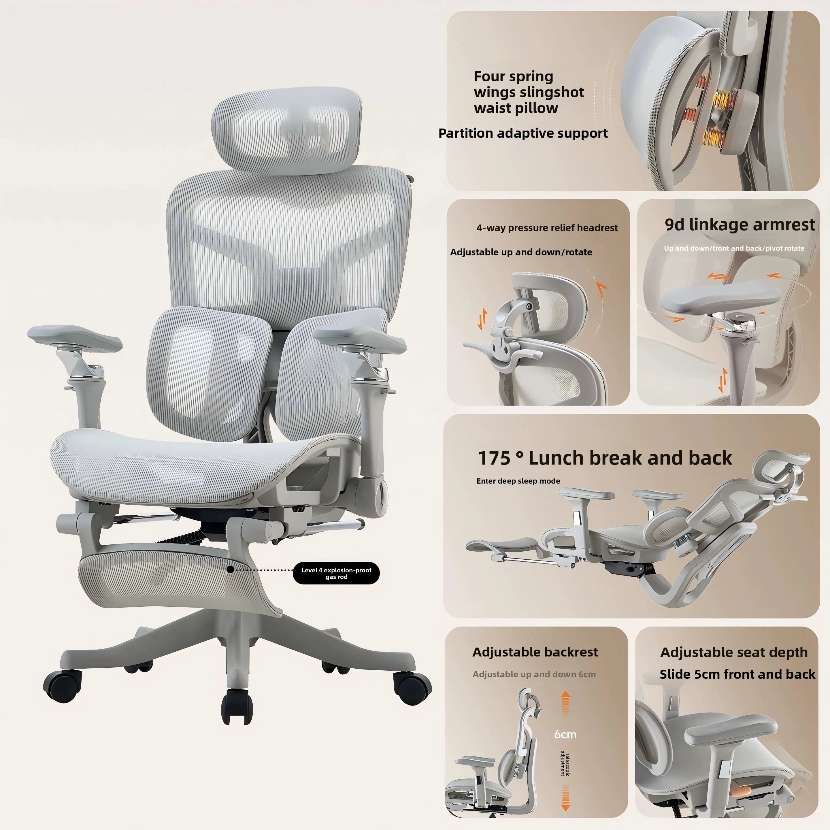 Ergonomic Computer Chair Home Office Comfortable Gaming Chair Adjustable Height Backrest