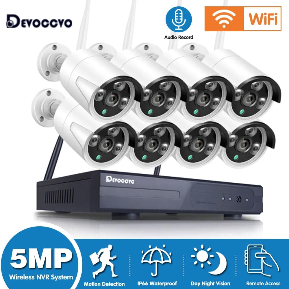 10CH NVR 5MP Sistema di telecamere di sicurezza wireless Esterno P2P WiFi IP Camera Set 8CH CCTV Kit di videosorveglianza Home NVR Set