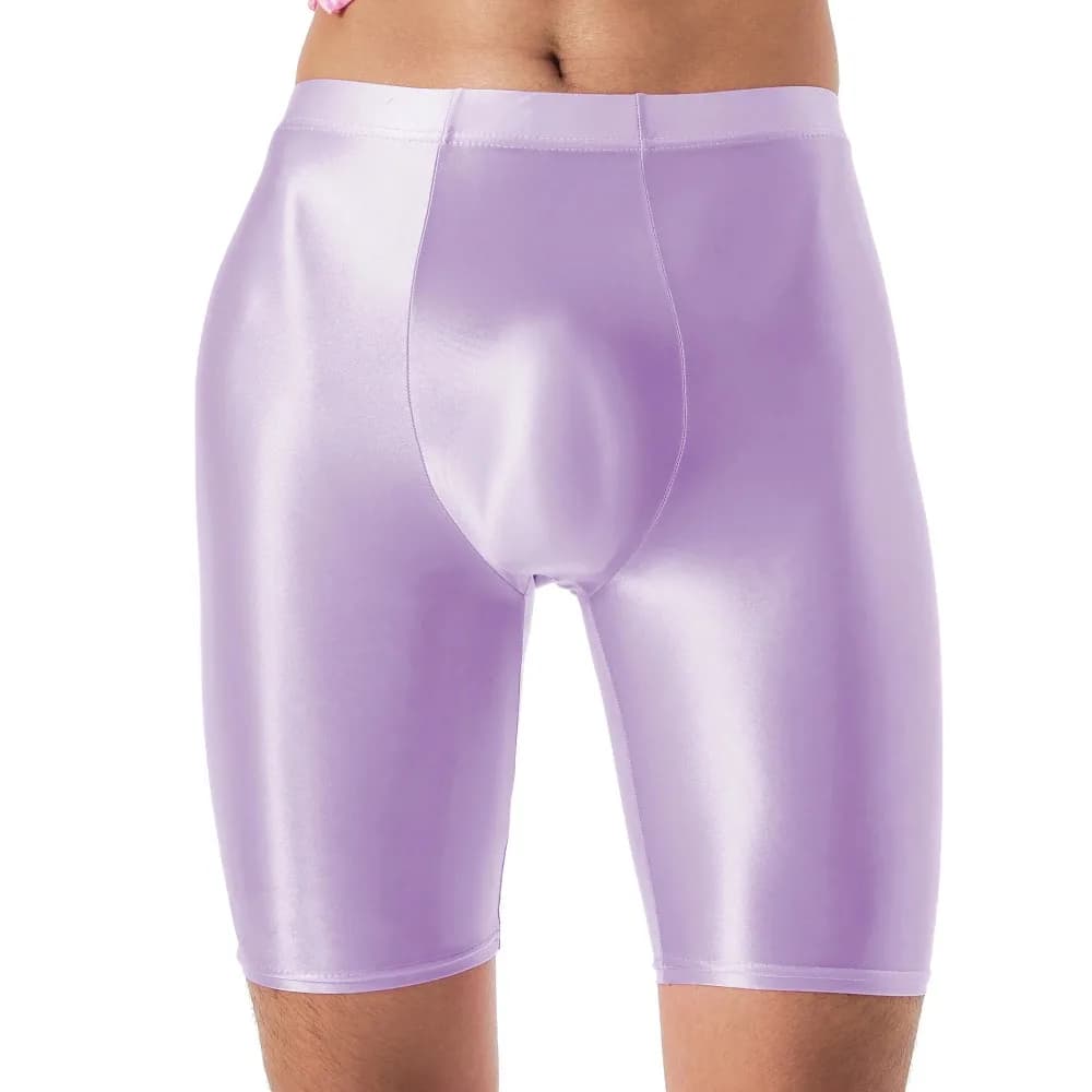 Men's boxer sexy oil gloss slim underwear boxer shorts bulging breathable short pants sports fitness gym smooth swimsuit