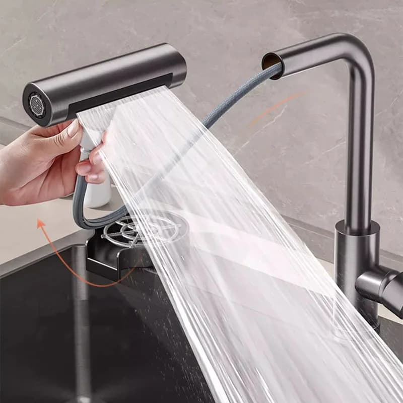 Rubinetti da cucina Rubinetto per lavello in ottone Estraibile Lavello da cucina Rubinetto per acqua Miscelatore montato su piano Testa di spruzzatore a flusso Rubinetti caldi e freddi