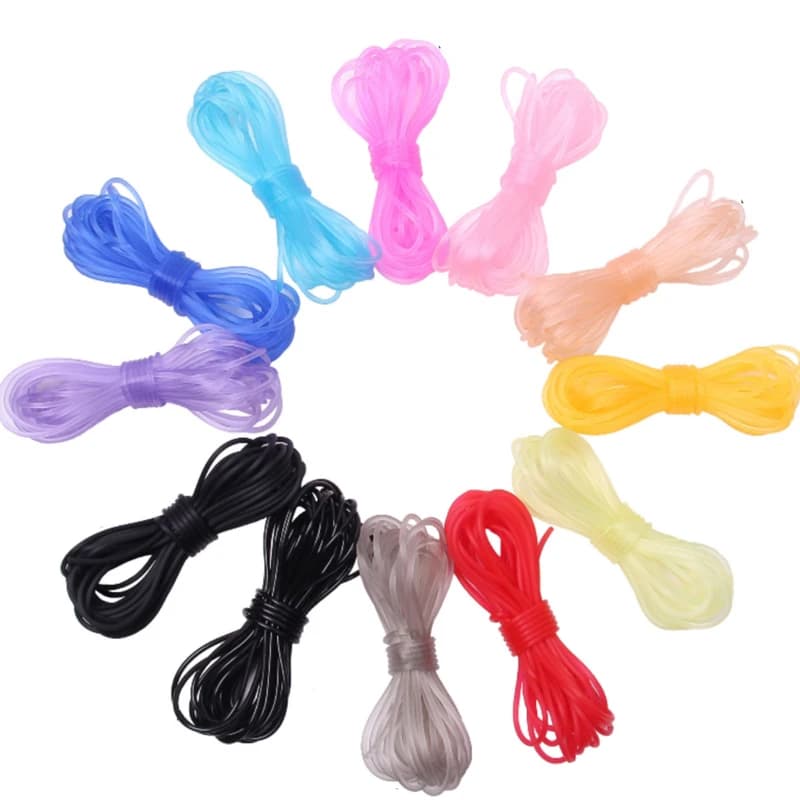 10 metri di Diametro 2mm Gomma Perline Cavo Rotondo Colorato Nero Rosso Corda di Silicone Filo Stringa Per Gioielli Fai Da Te Collana Che Fanno