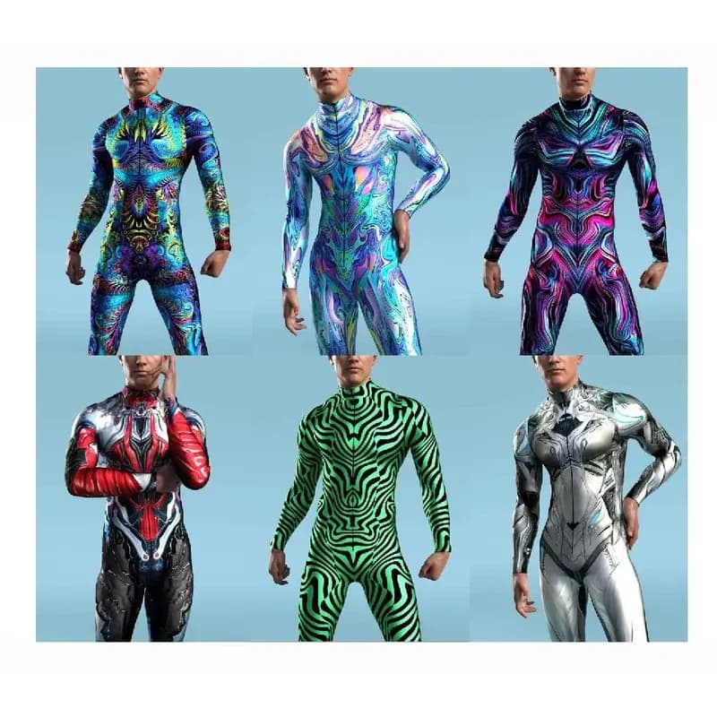 2025 New Cosplay Futuristic Mechanical Armour Jumpsuit Cool Fighter Cosplay Bodysuit Steampunk Costume Halloween Party Shows Men