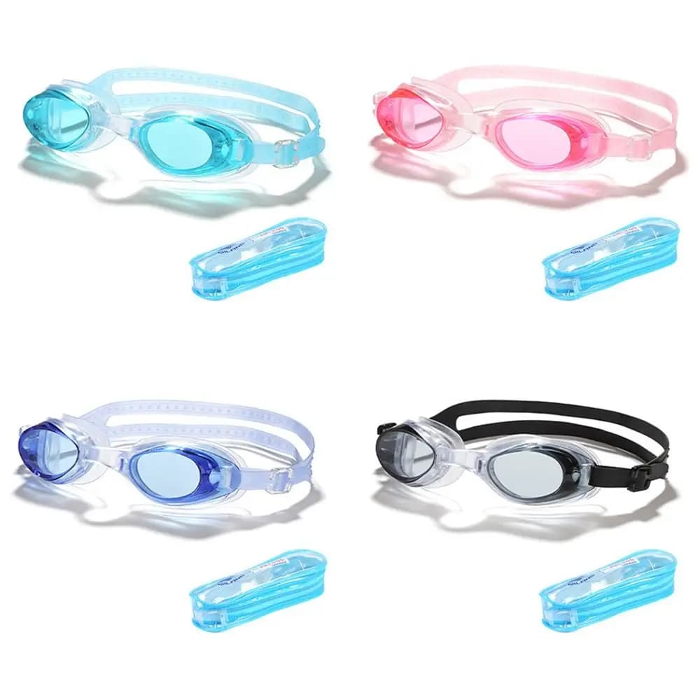 Anti UV HD Diving Glasses for Adult Children Adjustable With Ear Caps Swimming Goggles With Case