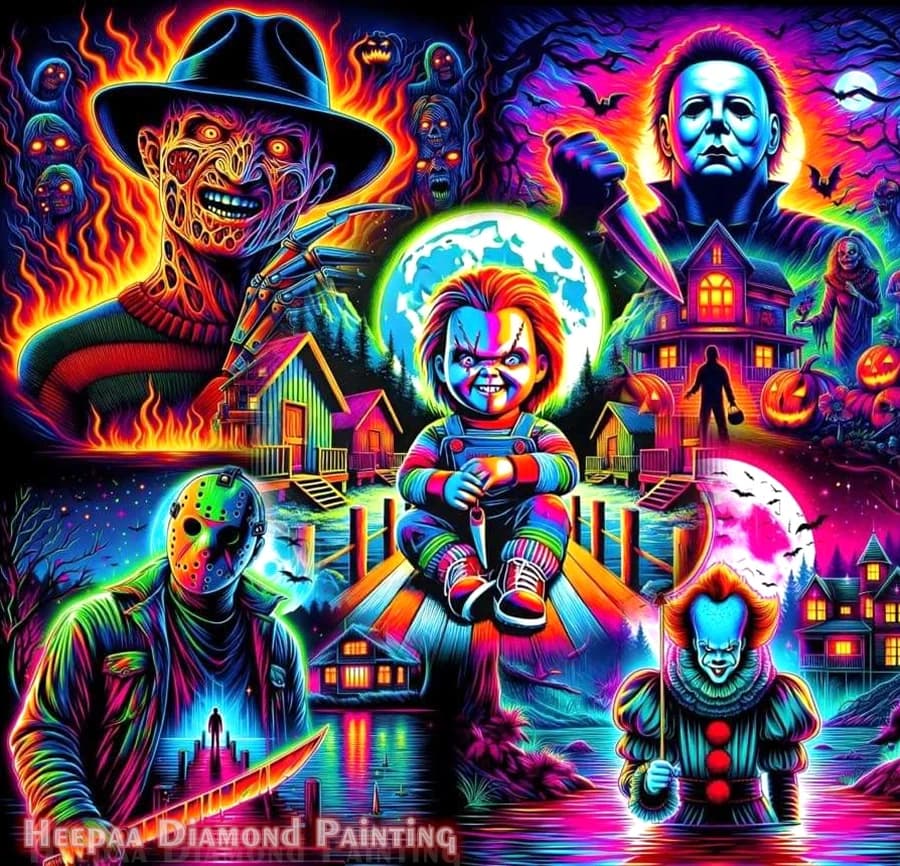 Pittura Diamantata 5D con Personaggi Classici di Film Horror, Tema Halloween, Chucky il Killer, Arte Oscura, Mosaico, Decorazione a Punto Croce