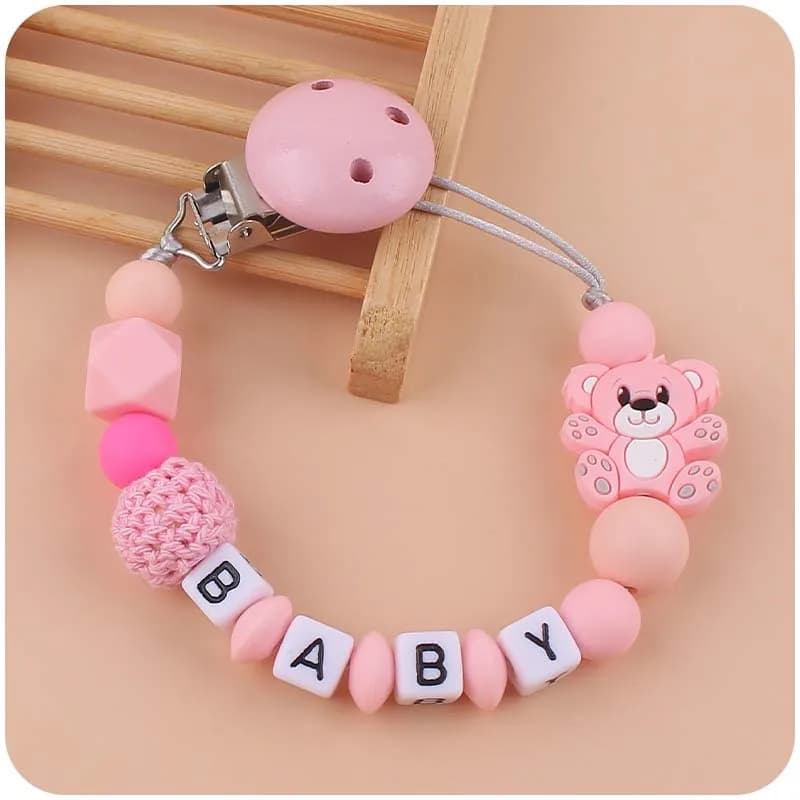 Catene per ciuccio con nome personalizzato personalizzato per bambini Porta ciuccio per capezzoli Massaggiagengive per alimentazione infantile in silicone Giocattolo per dentizione Regalo da masticare per neonato