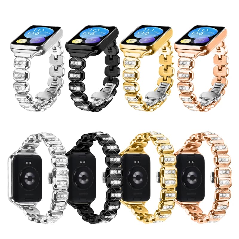 Stainless Steel Strap For Xiaomi Redmi Watch 4 5 Smart Watch Butterfly Buckle Diamond Bracelet Correa For Mi Band 8 Pro 9Pro