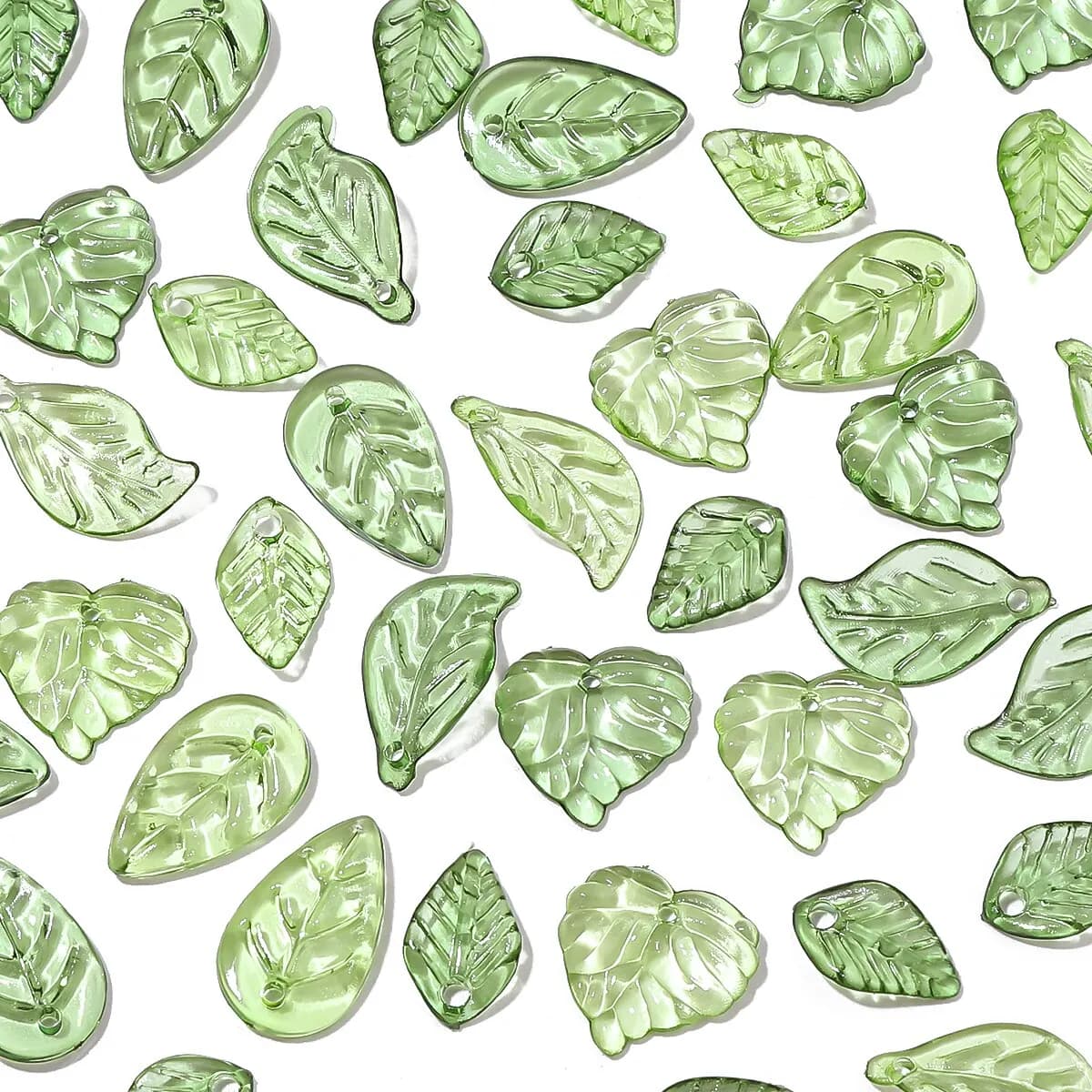100 pcs acrylic Mini small tree leaf hand beads DIY necklace handmade earrings beads loose beads separate jewelry accessories Mater