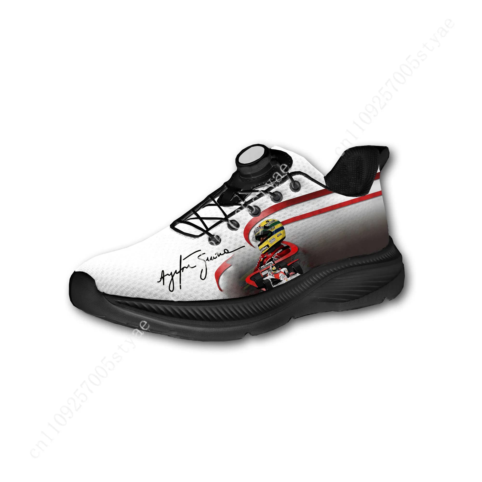 Scarpe da Corsa Ayrton Senna con Grafiche da Gara, Scarpe da Corsa Fuoristrada Senza Lacci con Bottone Rotante, Scarpe Sportive da Trekking e Tempo Libero, Sneaker Personalizzate