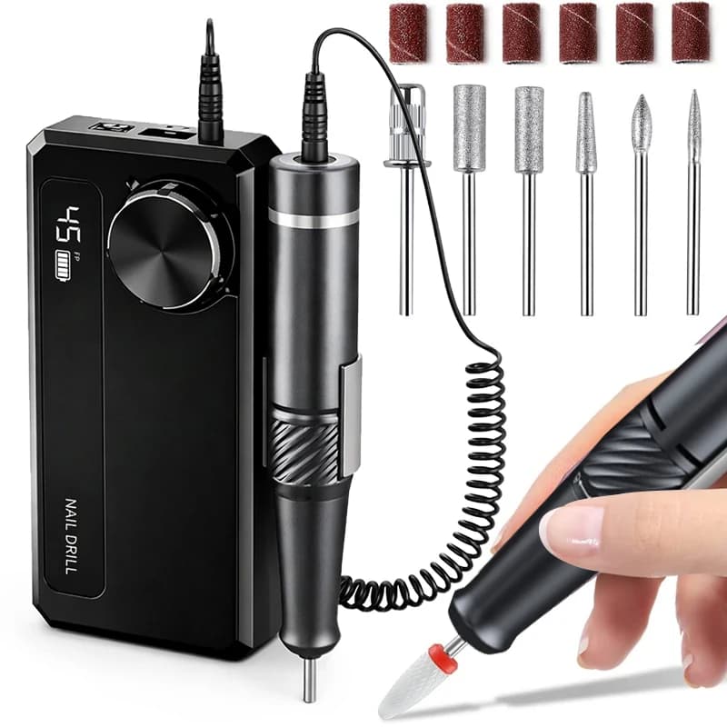 Trapano Elettrico Portatile Professionale per Unghie 45000 RPM, Lima per Unghie a Basso Rumore, Strumento per Lucidatura Unghie, Macchina per Unghie