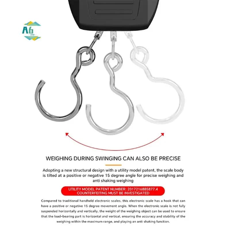 A60F-Nero 60Kg/10G LCD Digitale Bilancia sospesa USB ricaricata Gru Gancio Bilance Corriere Bagagli Casa Strumenti di equilibrio di pesatura