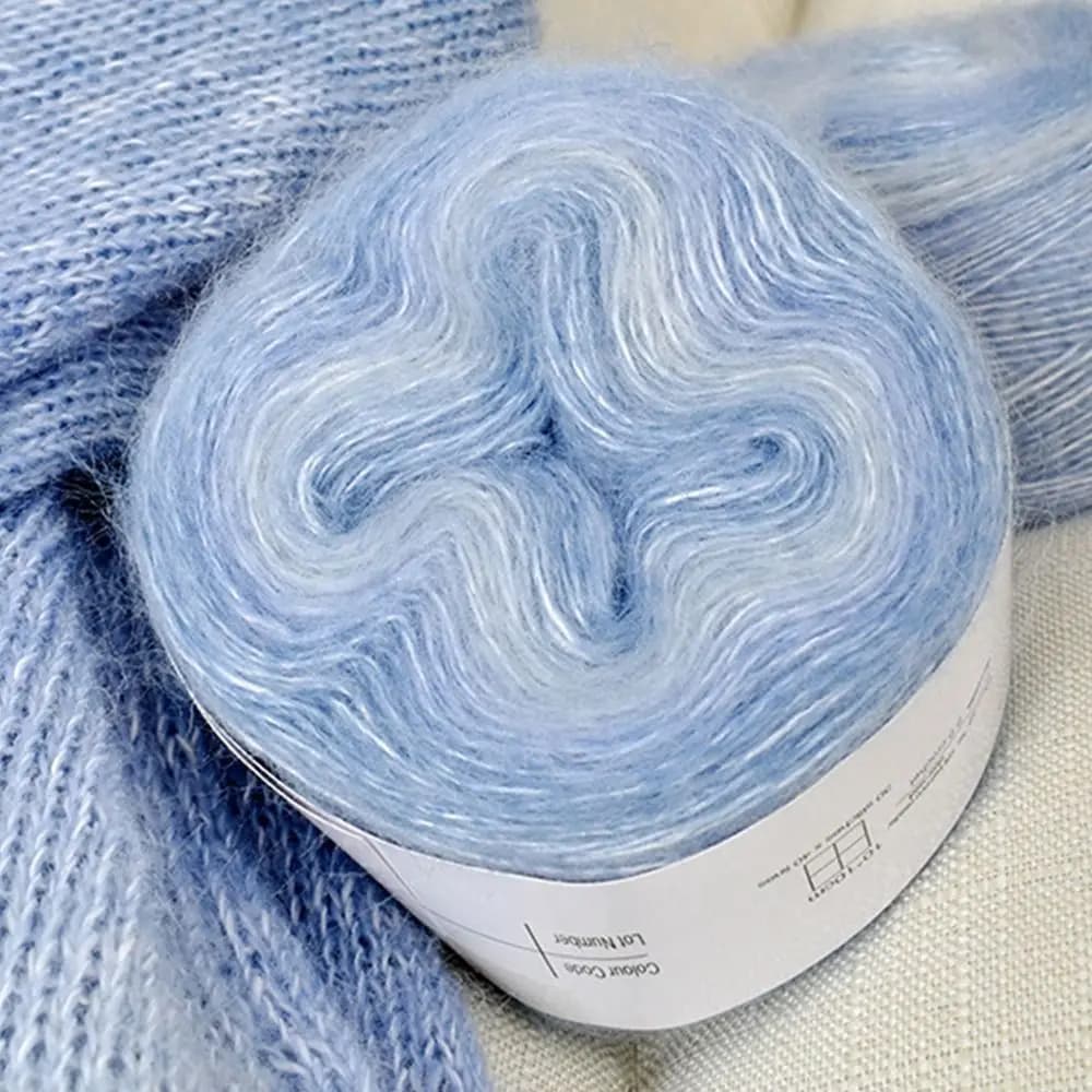 250M Handicrafts Spring/Summer Rainbow Mohair Yarn Crochet Skirt Lace Organic Cotton Blend Yarn Gradient Color Cake Yarn DIY