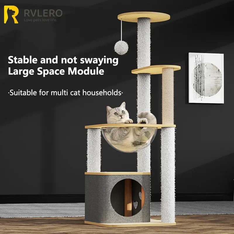 Nuovo telaio da arrampicata per gatti Capsula spaziale di lusso Villa per gatti di grandi dimensioni Giocattoli per gatti quattro stagioni Gioco universale per il sonno Forniture per animali domestici all-in-one