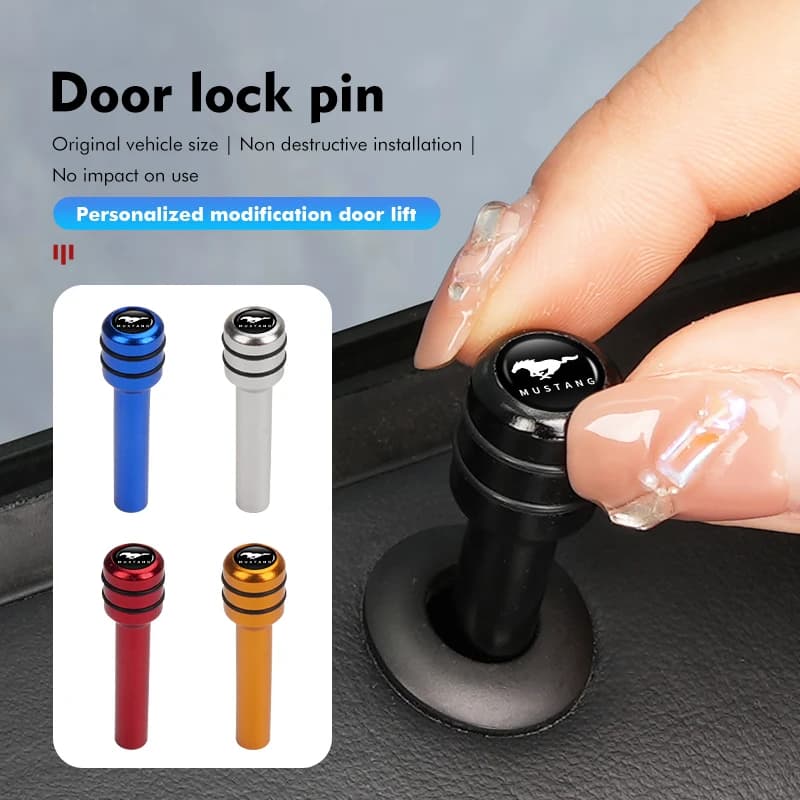 4pcs Car Security Door Aluminum Truck Lock Knob Pull Pins For Mustang Fiesta Kuga Edge Mondeo Explorer Shelby GT