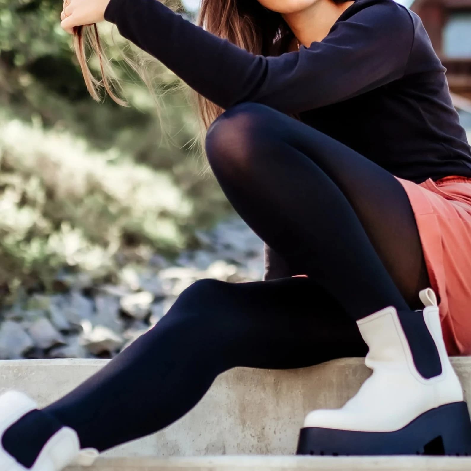 Collant nero puro da donna 1 pezzo Collant con fondo morbido per il comfort quotidiano
