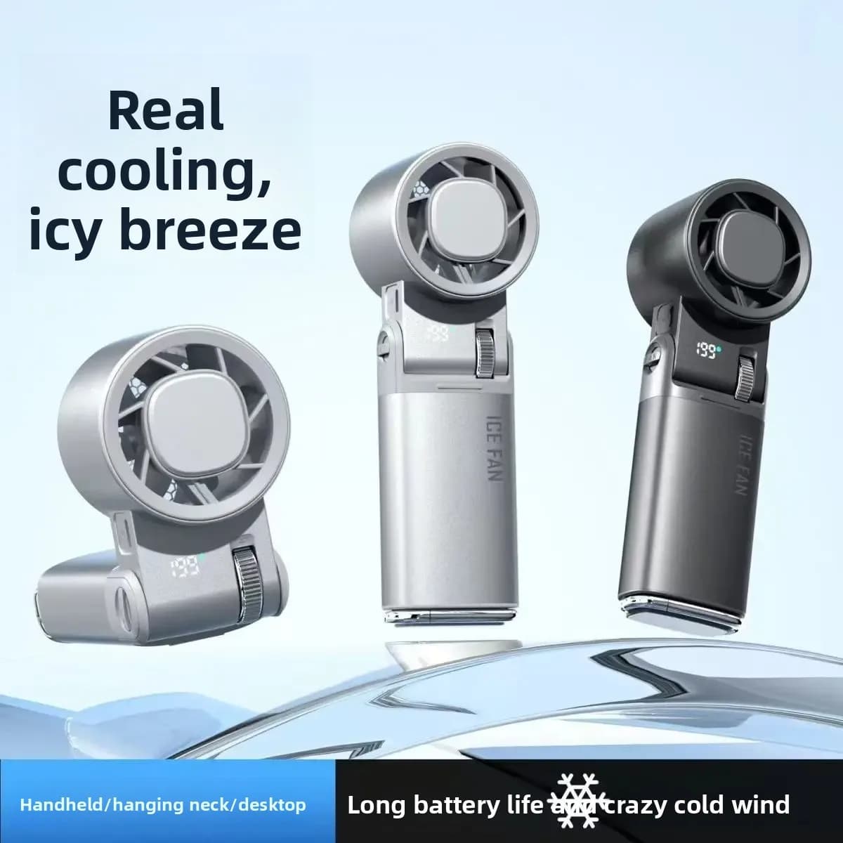 Xiaomi 2026 6000mAh Semiconductor Refrigeration Mini Handheld Fan Turbine High-speed Violent Electric Fan Folding Neck Ice Pack