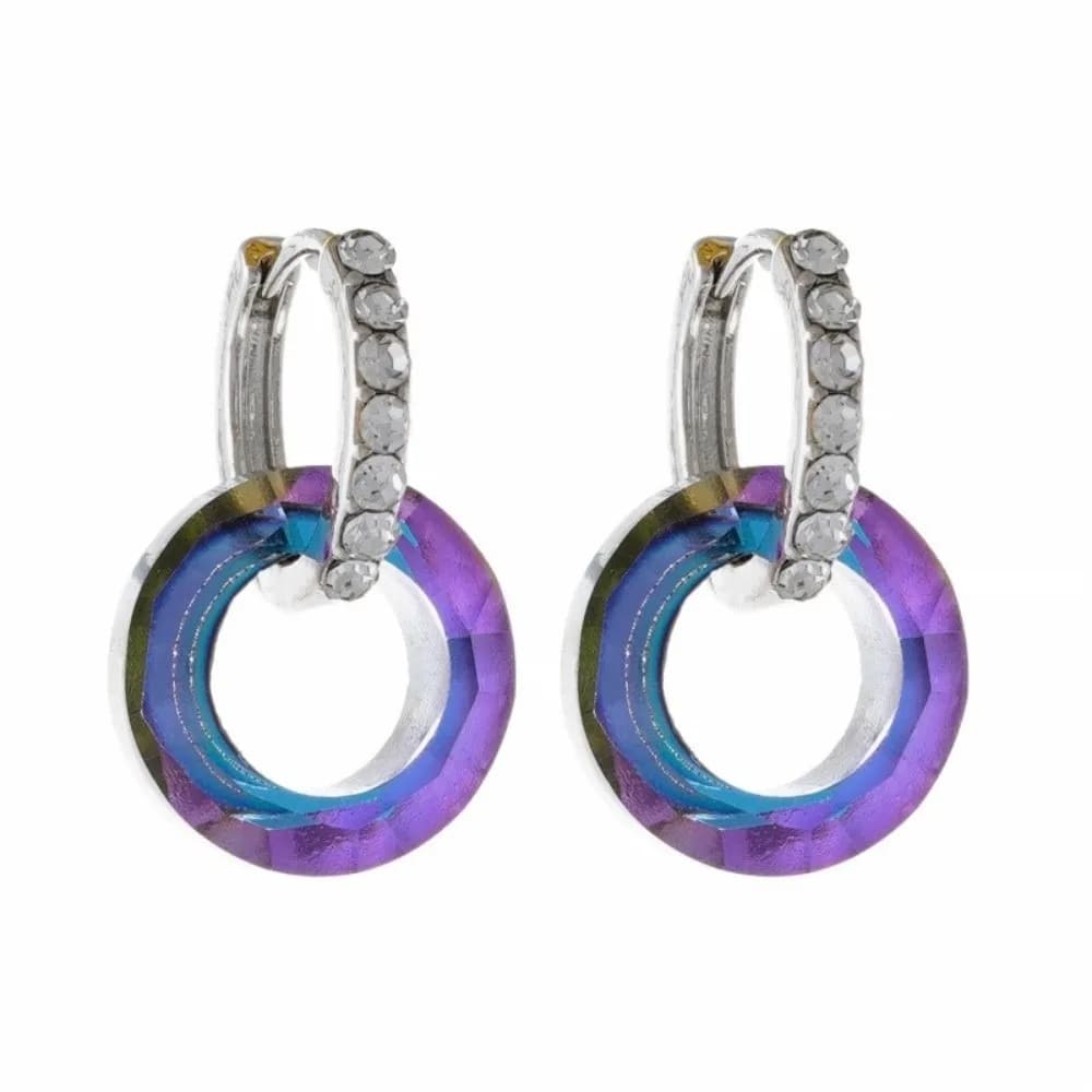 Orecchini a Doppio Anello di Lusso Leggero con Zirconi, Semplici e Iridescenti, Gioielli per Orecchie alla Moda, Minimalisti con Cristalli