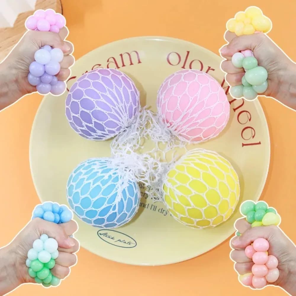 6CM Hand Squeezed Tri Color Flour Grape Tennis Ball Decompression Toy TPR Sticky Slow Rebound Adult Pressure Ball Gift 2026 New