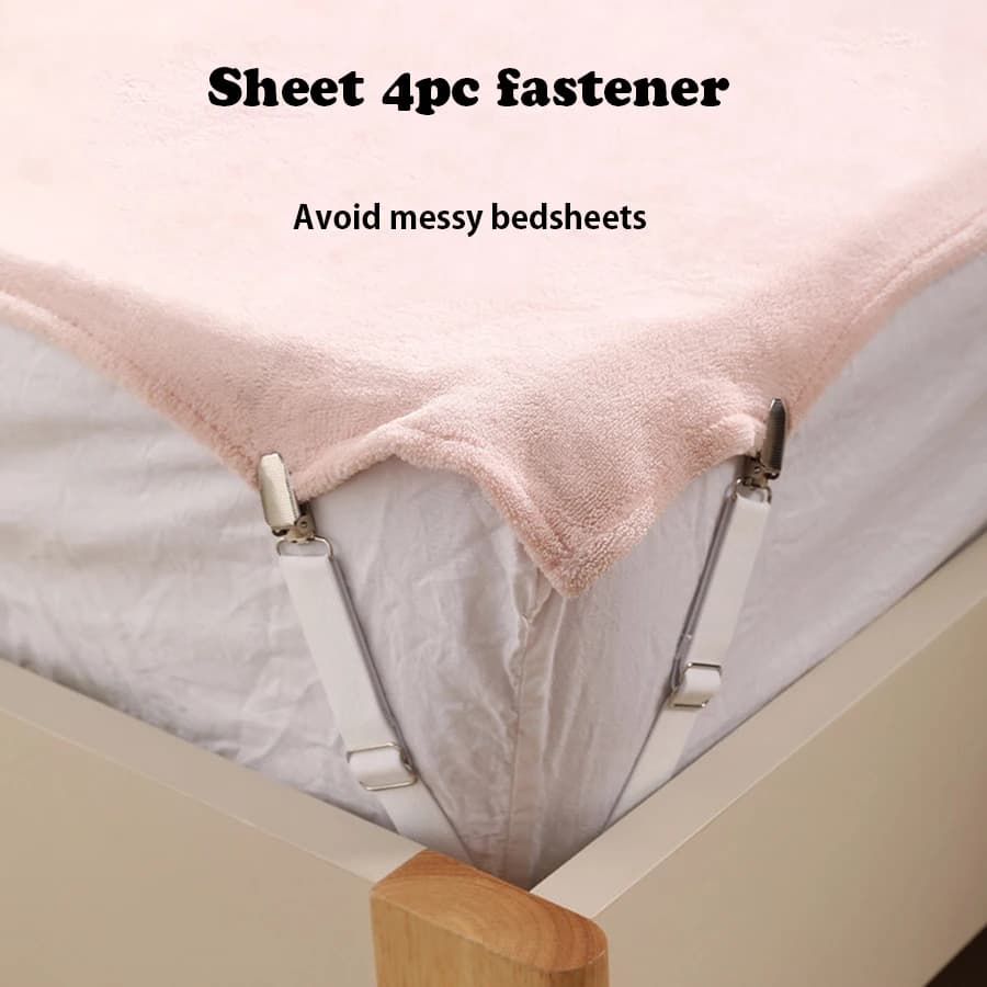 Bedding Clips - Set of 4 Adjustable Elastic Straps, Bedding Fixers for Home and Hotel