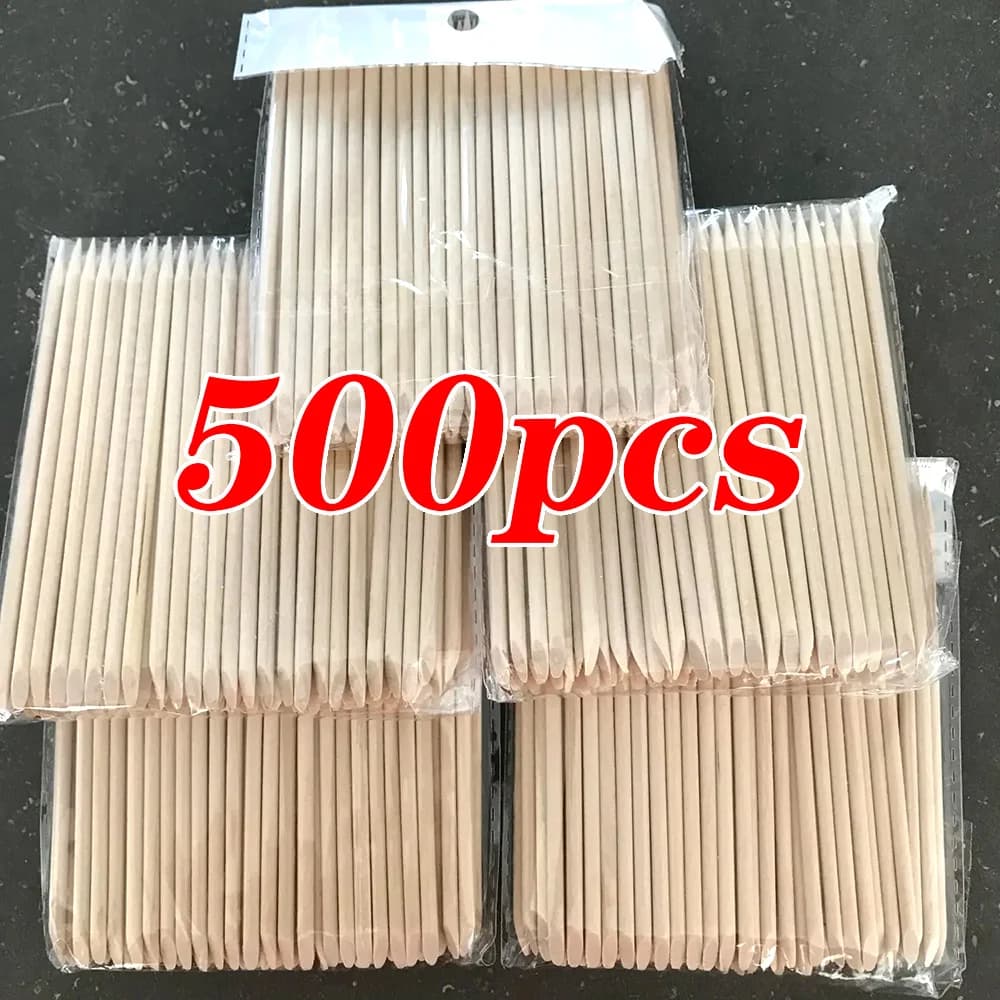 Bastoncini di legno arancione per unghie 100/500 pezzi Doppia testa Spingipelle Rimozione Pedicure Bastoni per manicure Strumento 11,5 cm Raccolta di strass