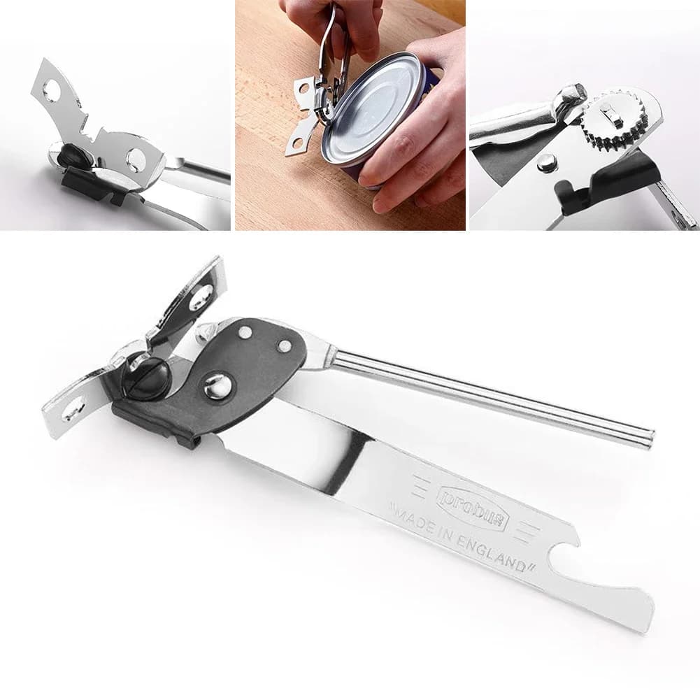 Lattina per alimenti multifunzionale in acciaio inossidabile, apribottiglie manuale, accessori da cucina a mano debole, gadget, coltelli, set di strumenti