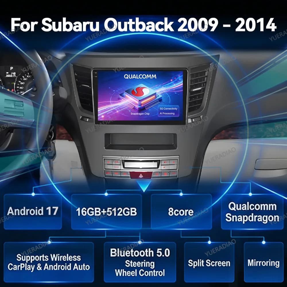 Android 17 Car Radio For Subaru Outback 4 BR Legacy 5 2009 - 2014 Bluetooth Car Radios 4G WIFI GPS NAVI SWC Carplay Automotive