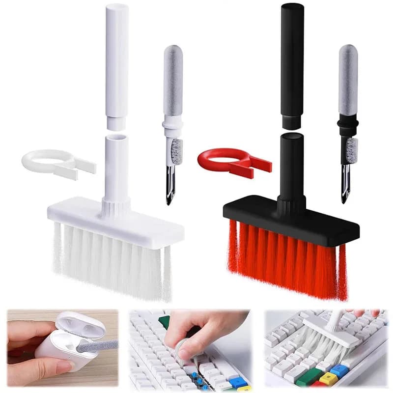 Kit di spazzole per la pulizia della tastiera, strumento per la pulizia degli auricolari del computer, detergente per tastiera con kit estrattore di tasti per computer desktop e Airpods