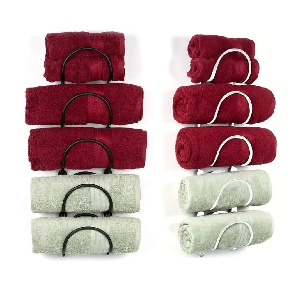 Versatile portabottiglie in ferro Portabottiglie da parete a 5 strati con portasciugamani Espositore per vino nero/bianco per la casa