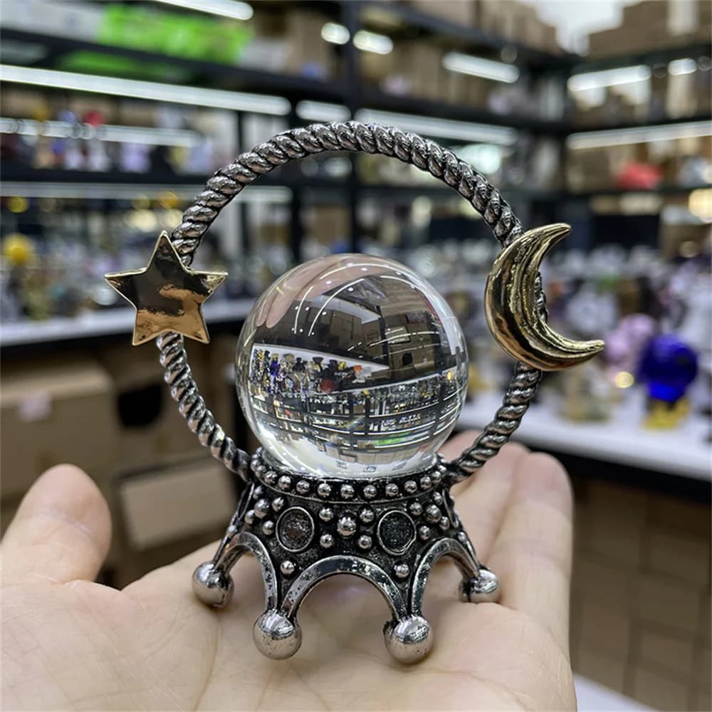 Star Moon Crown porta sfere di cristallo in metallo sfera magica espositore ornamenti da tavolo puntelli fotografici