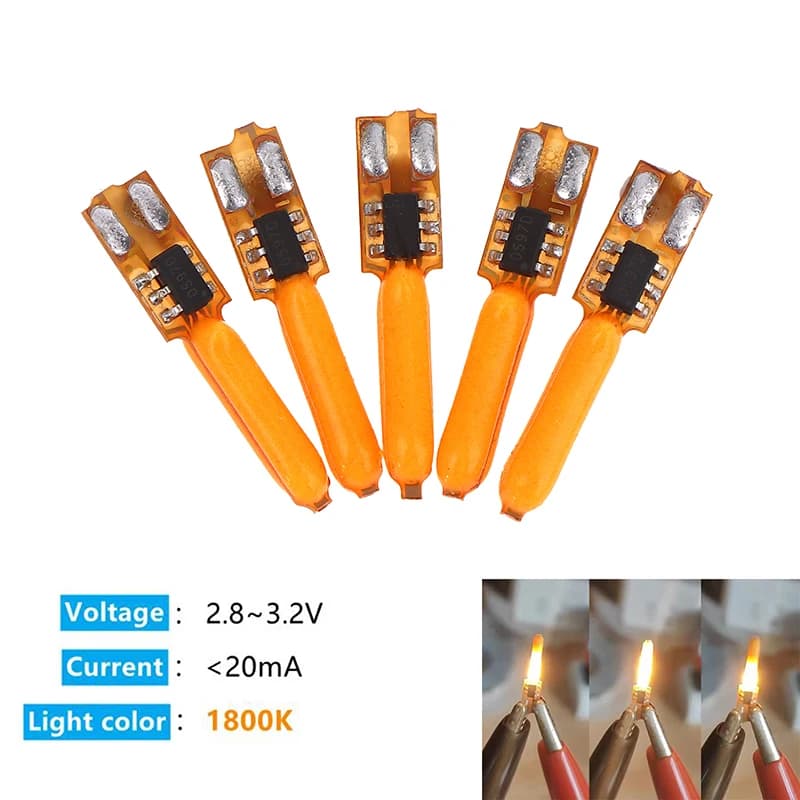 5/10 Pezzi Lampadine LED Effetto Fiamma 3V, Filamento LED 1800K COB, Accessori per Decorazioni Feste di Compleanno
