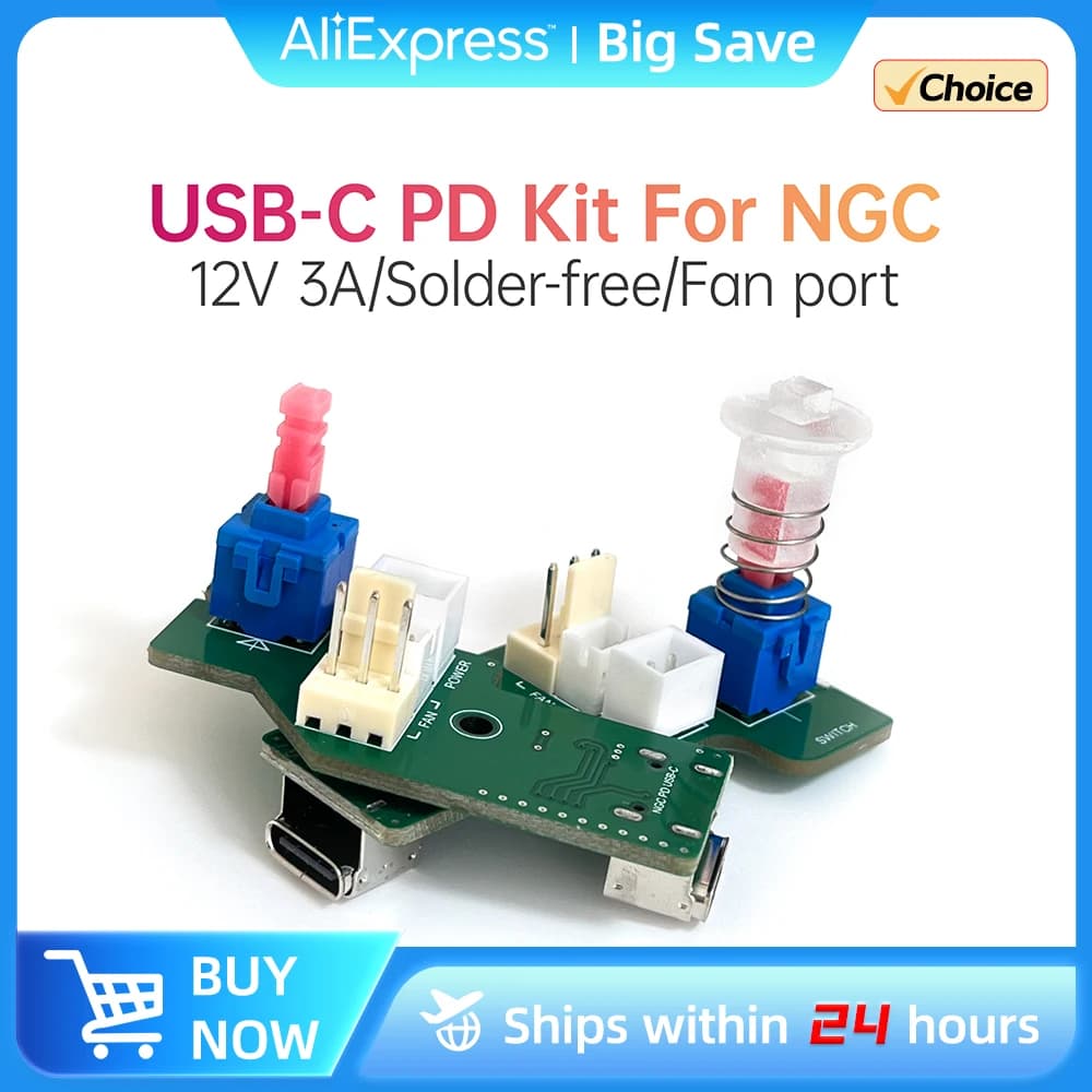 Kit adattatore di alimentazione USB Type-C per console Gamecube DOL-001 e DOL-101, supporta il protocollo di ricarica PD, porta ventola 12V senza saldatura