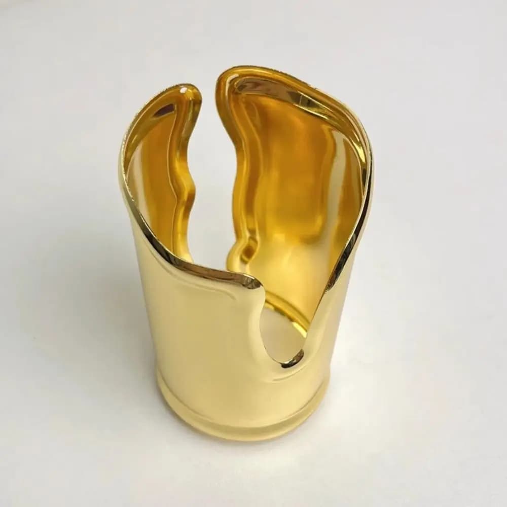 Silver Metal Wide Open Bracelets Gold Fashionable Irregular Bracelets European and American Hand Ring Curved Tube Bangle Beach
