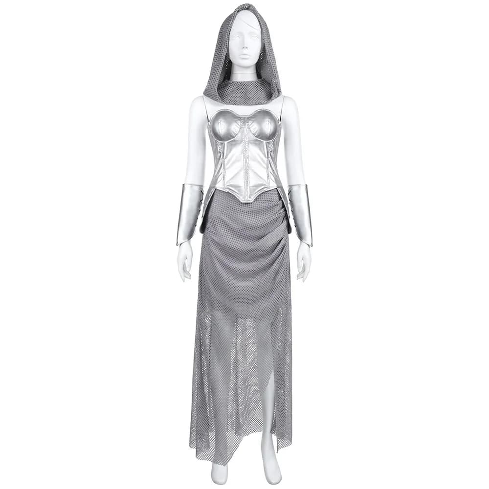 AniLV Medieval Women Chainmail War Silver Uniform Valkyrie Outfit Halloween Cosplay Costume